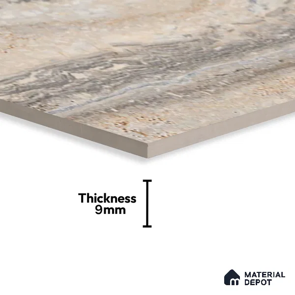 Carving Wall & Floor Tile TL 07401 Travertino Romano 4 ft x 2 ft Matte Finish Vitrified Tile - 9 mm | Suitable For Living Room, Bedroom, Kitchen
