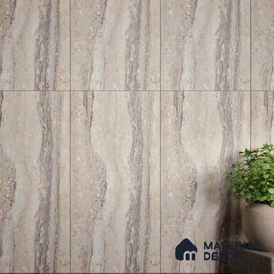 Carving Wall & Floor Tile TL 07401 Travertino Romano 4 ft x 2 ft Matte Finish Vitrified Tile - 9 mm | Suitable For Living Room, Bedroom, Kitchen
