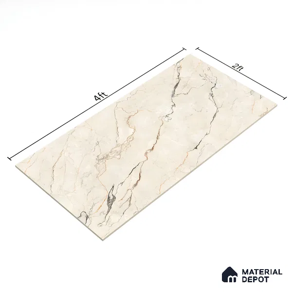 Marble Wall & Floor Tile TL 07407 Crackles 4 ft x 2 ft Matte Finish Vitrified Tile - 9 mm | Suitable For living Room, Bedroom, Kitchen