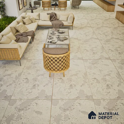 Carving Wall & Floor Tile TL 07397 Lucido Chips Light 4 ft x 2 ft Matte Finish Vitrified Tile - 9 mm | Suitable For Living Room, Bedroom, Kitchen