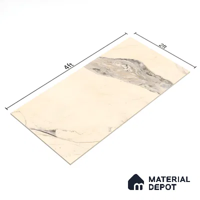 Marble Wall & Floor Tile TL 07402 Calacatta Flame 4 ft x 2 ft Matte Finish Vitrified Tile - 9 mm | Suitable For living Room, Bedroom, Kitchen (Sample)