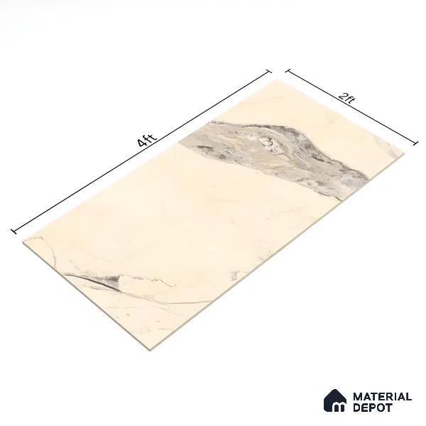 Marble Wall & Floor Tile TL 07402 Calacatta Flame 4 ft x 2 ft Matte Finish Vitrified Tile - 9 mm | Suitable For living Room, Bedroom, Kitchen (Sample)