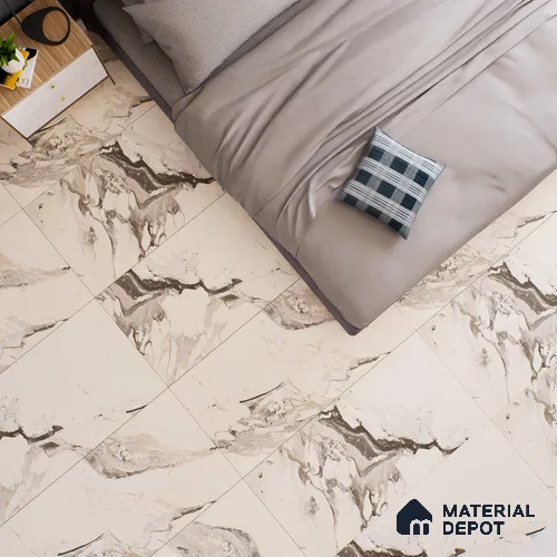 Marble Wall & Floor Tile TL 07402 Calacatta Flame 4 ft x 2 ft Matte Finish Vitrified Tile - 9 mm | Suitable For living Room, Bedroom, Kitchen