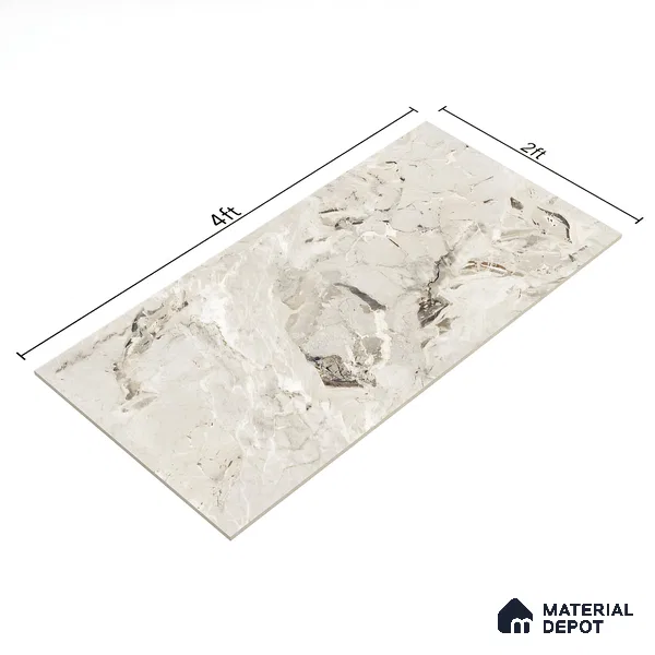 Marble Wall & Floor Tile TL 07404 Breche Breccia 4 ft x 2 ft Matte Finish Vitrified Tile - 9 mm | Suitable For living Room, Bedroom, Kitchen (Sample)