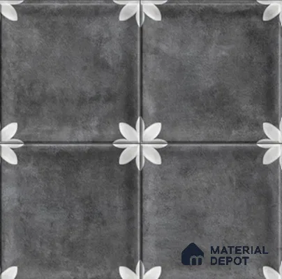 Highlighter Wall Tile TL 12966 Clover Black 1 ft x 1 ft Ceramic Satin Matte Finish - 10 mm | Suitable For Living Room, Dining & Bathroom Walls