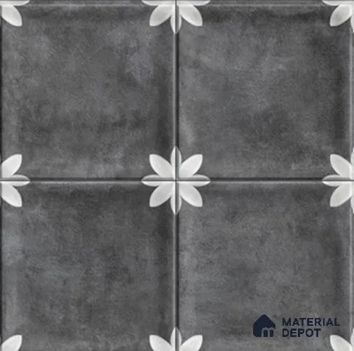 Highlighter Wall Tile TL 12966 Clover Black 1 ft x 1 ft Ceramic Satin Matte Finish - 10 mm | Suitable For Living Room, Dining & Bathroom Walls