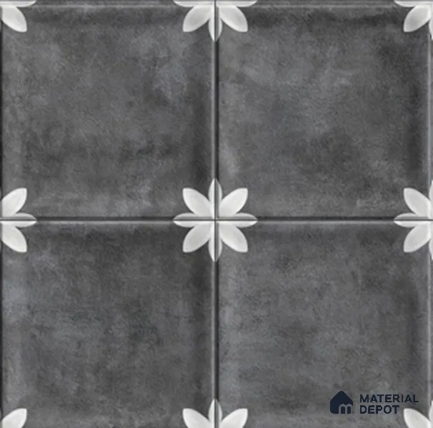 Highlighter Wall Tile TL 12966 Clover Black 1 ft x 1 ft Ceramic Satin Matte Finish - 10 mm | Suitable For Living Room, Dining & Bathroom Walls