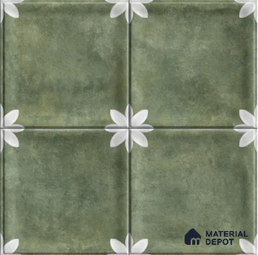 Highlighter Wall Tile TL 12966 D Clover Green 1 ft x 1 ft Ceramic Satin Matte Finish - 10 mm | Suitable For Living Room, Dining & Bathroom Walls