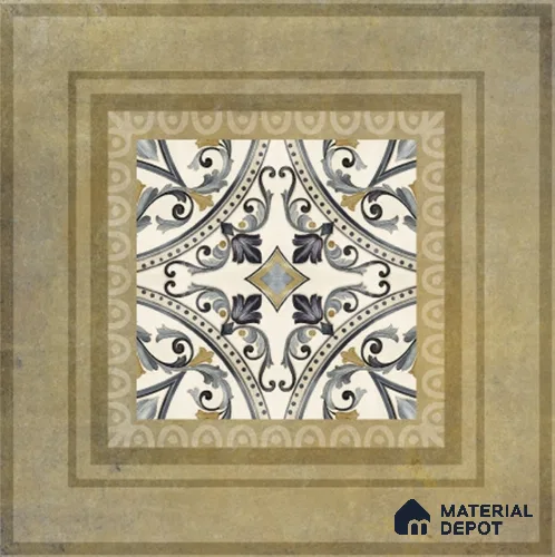 Punch Photo Frame Wall Tile TL 12965 H Baroque Sand HL 1 ft x 1 ft Ceramic Satin Matte Finish - 10 mm | Suitable For Living Room, Dining & Bathroom Walls