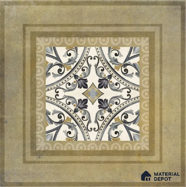 Punch Photo Frame Wall Tile TL 12965 H Baroque Sand HL 1 ft x 1 ft Ceramic Satin Matte Finish - 10 mm | Suitable For Living Room, Dining & Bathroom Walls
