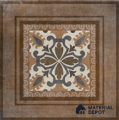 Punch Photo Frame Wall Tile TL 12965 F Baroque Brown HL 1 ft x 1 ft Ceramic Satin Matte Finish - 10 mm | Suitable For Living Room, Dining & Bathroom Walls