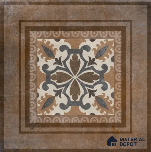 Punch Photo Frame Wall Tile TL 12965 F Baroque Brown HL 1 ft x 1 ft Ceramic Satin Matte Finish - 10 mm | Suitable For Living Room, Dining & Bathroom Walls