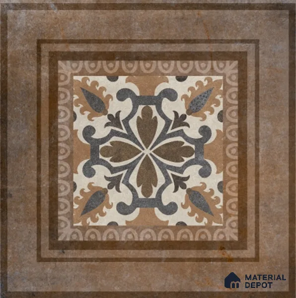Punch Photo Frame Wall Tile TL 12965 F Baroque Brown HL 1 ft x 1 ft Ceramic Satin Matte Finish - 10 mm | Suitable For Living Room, Dining & Bathroom Walls