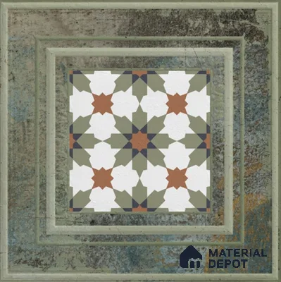 Punch Photo Frame Wall Tile TL 12965 N Baroque Olive 1 ft x 1 ft Ceramic Satin Matte Finish - 10 mm | Suitable For Living Room, Dining & Bathroom Walls