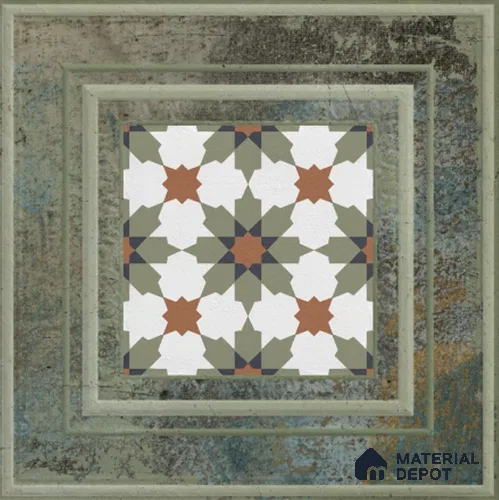 Punch Photo Frame Wall Tile TL 12965 N Baroque Olive 1 ft x 1 ft Ceramic Satin Matte Finish - 10 mm | Suitable For Living Room, Dining & Bathroom Walls