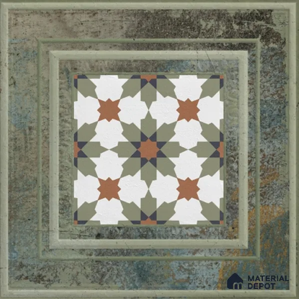 Punch Photo Frame Wall Tile TL 12965 N Baroque Olive 1 ft x 1 ft Ceramic Satin Matte Finish - 10 mm | Suitable For Living Room, Dining & Bathroom Walls