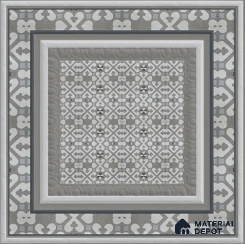 Punch Photo Frame Wall Tile TL 12965 D Baroque Grey HL 1 ft x 1 ft Ceramic Satin Matte Finish - 10 mm | Suitable For Living Room, Dining & Bathroom Walls