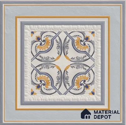Punch Photo Frame Wall Tile TL 12965 B Baroque Blanco HL 1 ft x 1 ft Ceramic Satin Matte Finish - 10 mm | Suitable For Living Room, Dining & Bathroom Walls