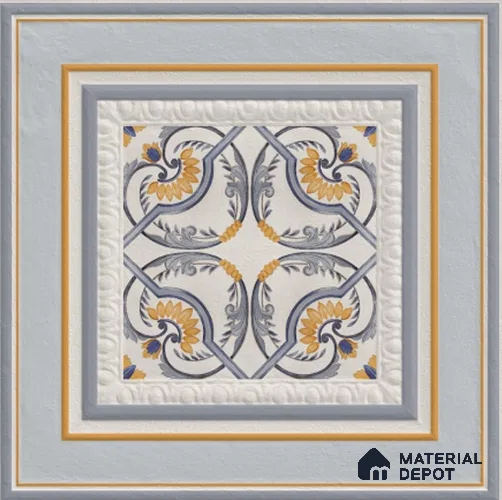 Punch Photo Frame Wall Tile TL 12965 B Baroque Blanco HL 1 ft x 1 ft Ceramic Satin Matte Finish - 10 mm | Suitable For Living Room, Dining & Bathroom Walls