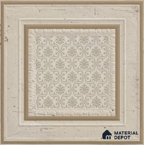 Punch Photo Frame Wall Tile TL 12965 L Baroque Bianco HL 1 ft x 1 ft Ceramic Satin Matte Finish - 10 mm | Suitable For Living Room, Dining & Bathroom Walls