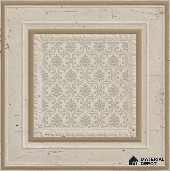 Punch Photo Frame Wall Tile TL 12965 L Baroque Bianco HL 1 ft x 1 ft Ceramic Satin Matte Finish - 10 mm | Suitable For Living Room, Dining & Bathroom Walls