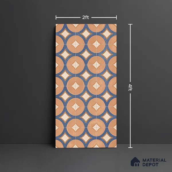 Patterned Wall Tile TL 10124 Fondant Cotto Decor 1 4 ft x 2 ft Vitrified Matte Finish Tile - 9 mm | Suitable For Kitchen, Bathroom Walls and Backsplashes