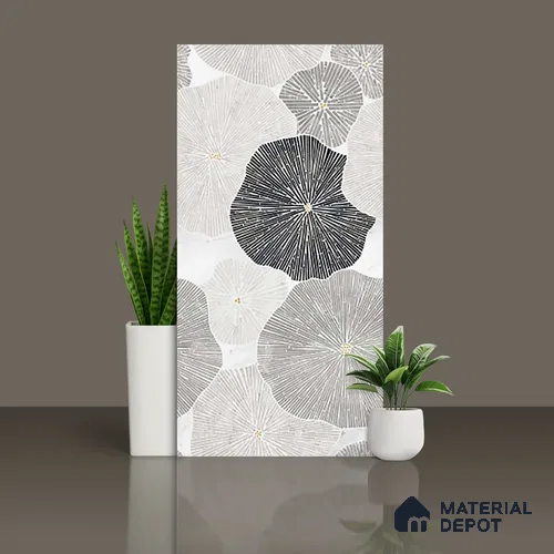 Floral Wall Tile TL 10121 Geometric Bricks Grey 4 ft x 2 ft Vitrified Matte Finish Tile - 9 mm | Suitable for Bathroom, Accent/Feature Wall, Dining Area
