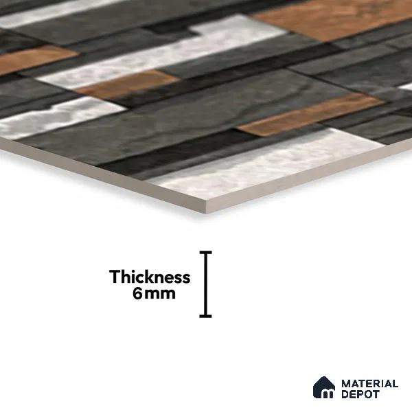 Lines Mix Metrix 600x300 mm Matte Finish Wall Cladding Glaze Vitrified Wall Tile - 6 mm (Sample)
