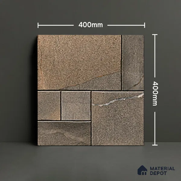 Parking Floor Tile TL 07560 Walnut Smoke | 16 x 16 inch | Anti Skid Matte Finish Heavy Duty Vitrified Tile - 12 mm | Suitable For High Traffic Areas, Terrace, Balcony | Pattern Alignment May Vary | 2-3 mm Spacer is Mandatory