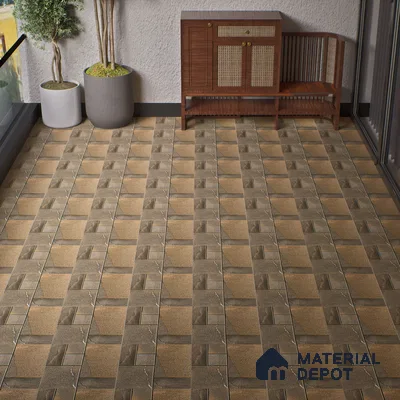 Parking Floor Tile TL 07560 Walnut Smoke | 16 x 16 inch | Anti Skid Matte Finish Heavy Duty Vitrified Tile - 12 mm | Suitable For High Traffic Areas, Terrace, Balcony | Pattern Alignment May Vary | 2-3 mm Spacer is Mandatory