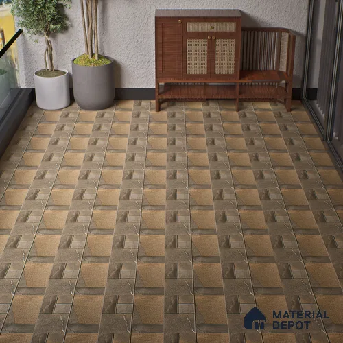 Parking Floor Tile TL 07560 Walnut Smoke | 16 x 16 inch | Anti Skid Matte Finish Heavy Duty Vitrified Tile - 12 mm | Suitable For High Traffic Areas, Terrace, Balcony | Pattern Alignment May Vary | 2-3 mm Spacer is Mandatory