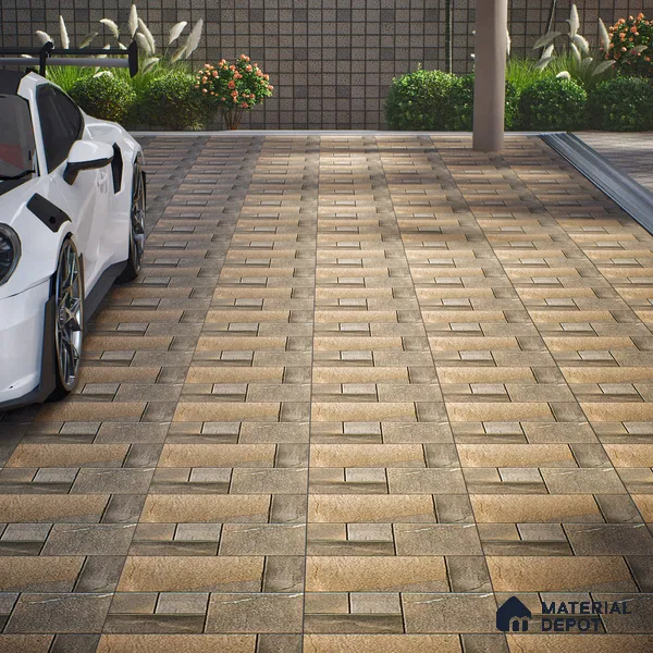 Parking Floor Tile TL 07560 Walnut Smoke | 16 x 16 inch | Anti Skid Matte Finish Heavy Duty Vitrified Tile - 12 mm | Suitable For High Traffic Areas, Terrace, Balcony | Pattern Alignment May Vary | 2-3 mm Spacer is Mandatory