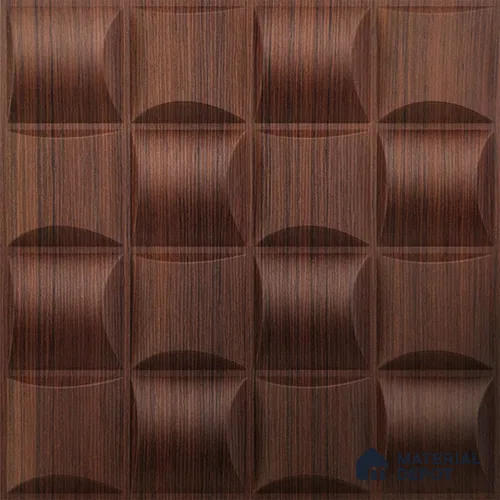 Brown Block PVC Matte Finish 3D Wall Panel | 20 in x 20 in | Walnut Wood - 15 mm | Suitable for Dining, Feature Wall & TV Unit | Width is Subjected to 5% Variation