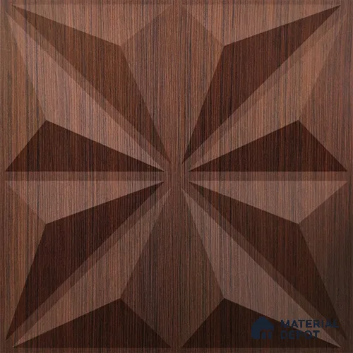 Brown Crystal PVC Matte Finish 3D Wall Panel | 20 in x 20 in | Walnut Wood - 15 mm | Suitable for Dining, Feature Wall & TV Unit | Width is Subjected to 5% Variation