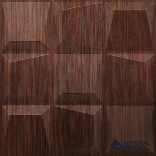Brown Cubical PVC Matte Finish 3D Wall Panel | 20 in x 20 in | Walnut Wood - 15 mm | Suitable for Dining, Feature Wall & TV Unit | Width is Subjected to 5% Variation
