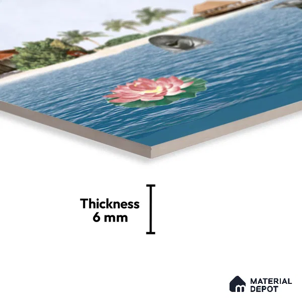 TL 01894 A Water Blue Highlighter 1 18 x 12 inch Glossy Finish Ceramic Wall Tile - 6 mm