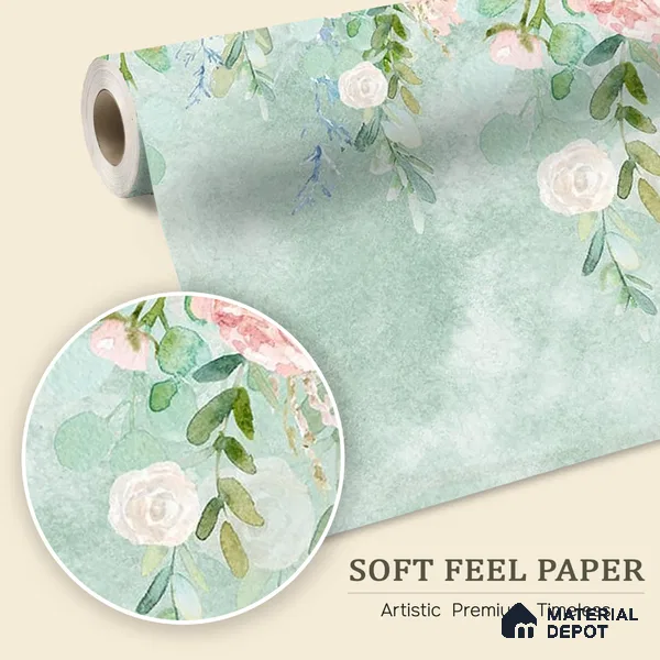 Water Color Look Hanging Floral Wallpaper for Bedrooms Indrani Series Soft Feel Artistic Design (Customised Size Wallpaper )