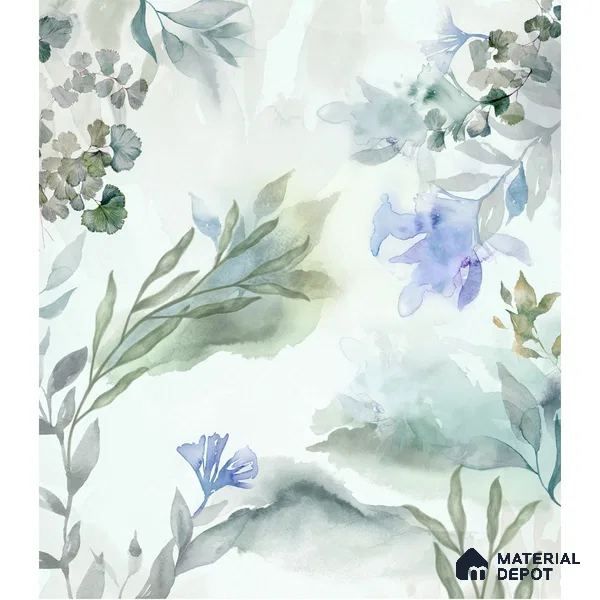 Water Colors Blue Splash Customized Floral Wallpaper - Canvas
