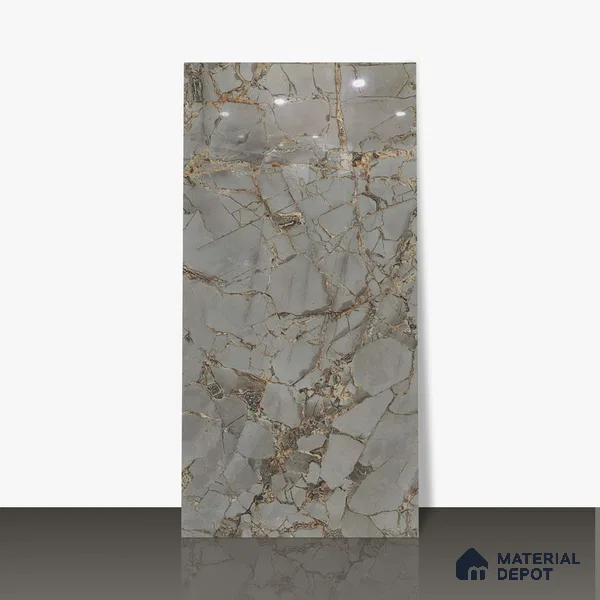 Marble Floor & Wall Tile TL 02208 Wave Grey 4 ft x 2 ft Glossy Finish Vitrified Tile - 9 mm (Random 3)