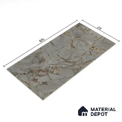 Marble Floor & Wall Tile TL 02208 Wave Grey 4 ft x 2 ft Glossy Finish Vitrified Tile - 9 mm (Random 3)