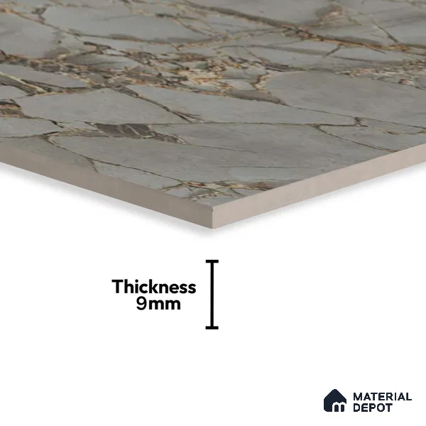 Marble Floor & Wall Tile TL 02208 Wave Grey 4 ft x 2 ft Glossy Finish Vitrified Tile - 9 mm (Random 3)