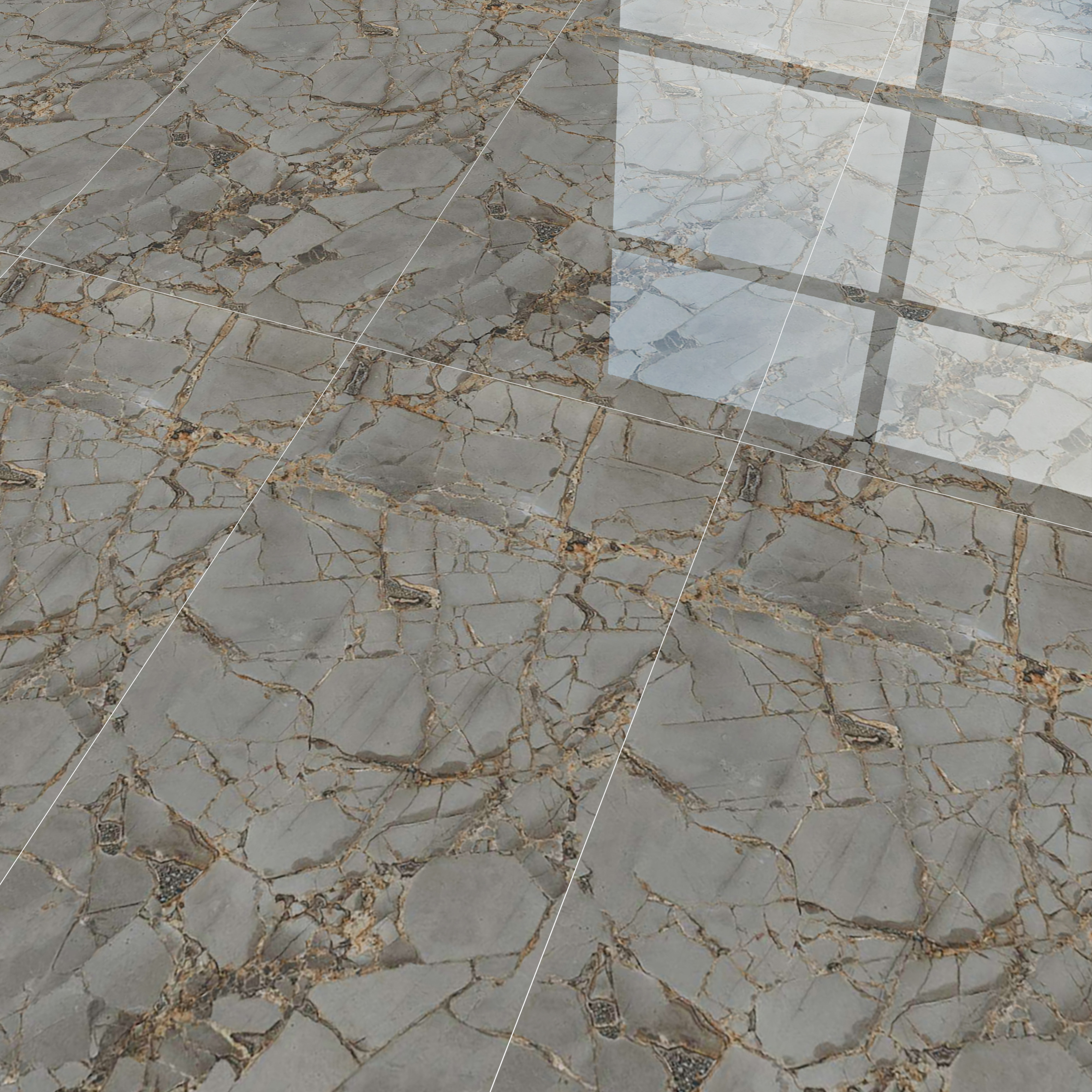 Marble Floor & Wall Tile TL 02208 Wave Grey 4 ft x 2 ft Glossy Finish Vitrified Tile - 9 mm (Random 3)