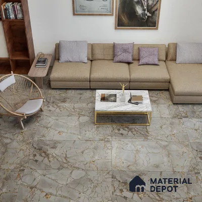 Marble Floor & Wall Tile TL 02208 Wave Grey 4 ft x 2 ft Glossy Finish Vitrified Tile - 9 mm (Random 3)