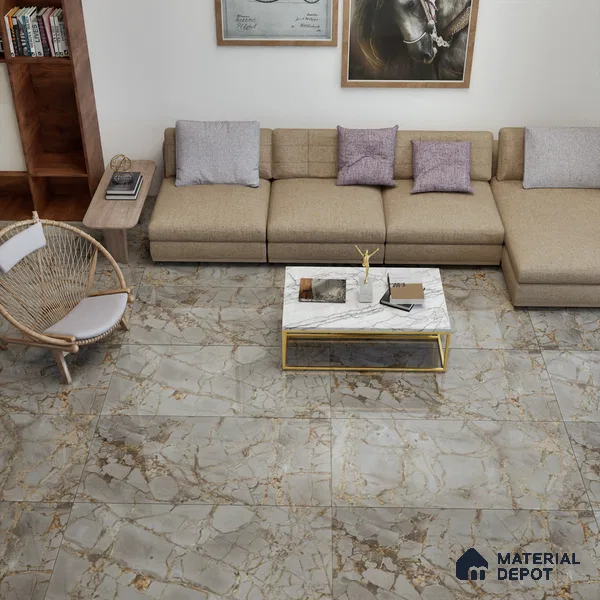 Marble Floor & Wall Tile TL 02208 Wave Grey 4 ft x 2 ft Glossy Finish Vitrified Tile - 9 mm (Random 3)