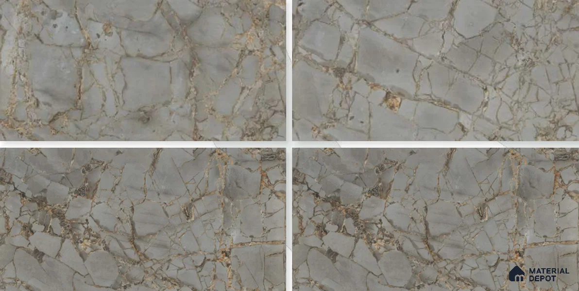 Marble Floor & Wall Tile TL 02208 Wave Grey 4 ft x 2 ft Glossy Finish Vitrified Tile - 9 mm (Random 3)
