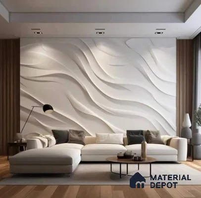 Duco Paintable Wave Design 8 ft x 4 ft CNC Made HDHMR - 40 mm