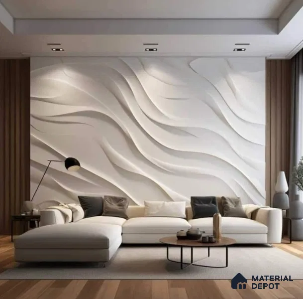 Duco Paintable Wave Design 8 ft x 4 ft CNC Made HDHMR - 40 mm