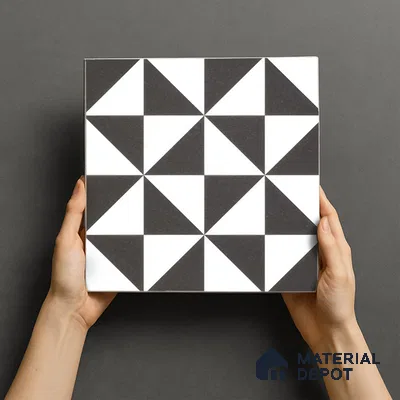 Moroccan Wall & Floor Tile TL 00225 B Pattern 2 Monochrome Box 1 ft x 1 ft Matte Finish Ceramic Tile - 9 mm | Suitable For Kitchen, Bathroom, Dining Area | Please Expect a Slight Variation of Pattern