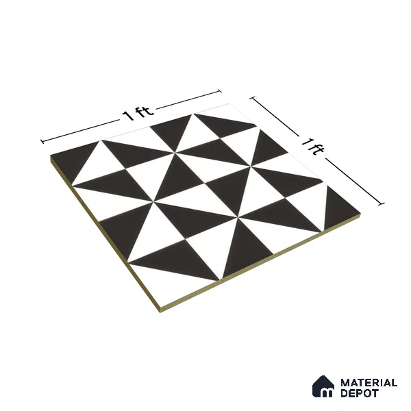 Moroccan Wall & Floor Tile TL 00225 B Pattern 2 Monochrome Box 1 ft x 1 ft Matte Finish Ceramic Tile - 9 mm | Suitable For Kitchen, Bathroom, Dining Area | Please Expect a Slight Variation of Pattern
