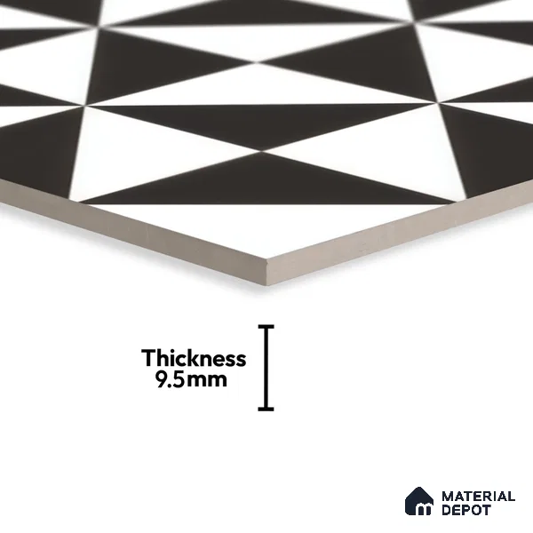 Moroccan Wall & Floor Tile TL 00225 B Pattern 2 Monochrome Box 1 ft x 1 ft Matte Finish Ceramic Tile - 9 mm | Suitable For Kitchen, Bathroom, Dining Area | Please Expect a Slight Variation of Pattern